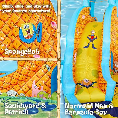 Sunny & Fun SpongeBob Slide ‘N Spray Inflatable Water Slide w/Climbing Wall, Splash Down Pool & More
