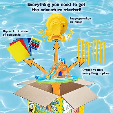 Sunny & Fun SpongeBob Slide ‘N Spray Inflatable Water Slide w/Climbing Wall, Splash Down Pool & More