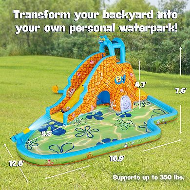 Sunny & Fun SpongeBob Slide ‘N Spray Inflatable Water Slide w/Climbing Wall, Splash Down Pool & More