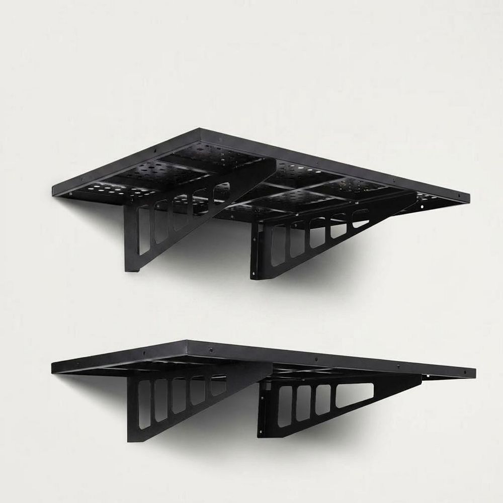 2-Pack Metal Garage Wall Shelving Heavy Duty Floating Storage Racks ...