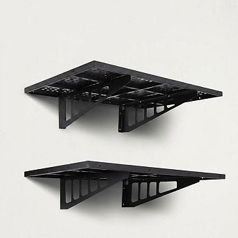 2-Pack Metal Garage Wall Shelving Heavy Duty Floating Storage Racks, Adjustable Steel Shelves
