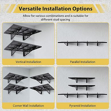 2-Pack Metal Garage Wall Shelving Heavy Duty Floating Storage Racks, Adjustable Steel Shelves