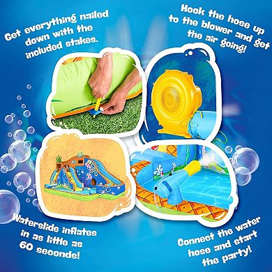 Sunny & Fun SpongeBob Deluxe Inflatable Water Slide with Climbing Wall, 2 Slides & Splash Pool