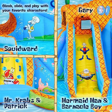Sunny & Fun SpongeBob Deluxe Inflatable Water Slide with Climbing Wall, 2 Slides & Splash Pool