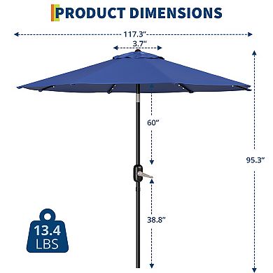 GOCAPTAIN 10FT Patio Umbrella with Solar Powered 40 LED Lights - Waterproof UV-Resistant Polyester