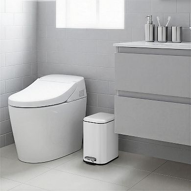 Soft-Close Step Pedal Trash Can - 5L Stainless Steel Indoor Bin with Removable Inner Bucket