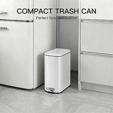 Soft-Close Step Pedal Trash Can - 5L Stainless Steel Indoor Bin with Removable Inner Bucket