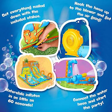 Sunny & Fun SpongeBob Mega Climb N’ Go Inflatable Water Slide with Climbing Wall, 2 Slides & More!