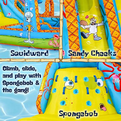 Sunny & Fun SpongeBob Mega Climb N’ Go Inflatable Water Slide with Climbing Wall, 2 Slides & More!