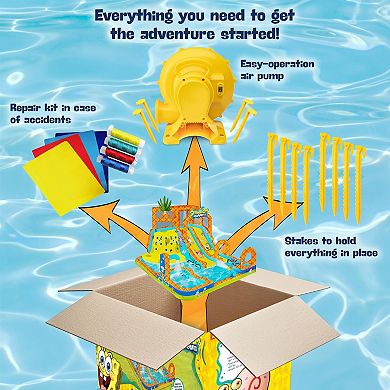 Sunny & Fun SpongeBob Mega Climb N’ Go Inflatable Water Slide with Climbing Wall, 2 Slides & More!
