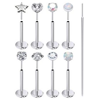 Opal Heart CZ Nose Rings for Piercings