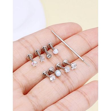 Opal Heart CZ Nose Rings for Piercings