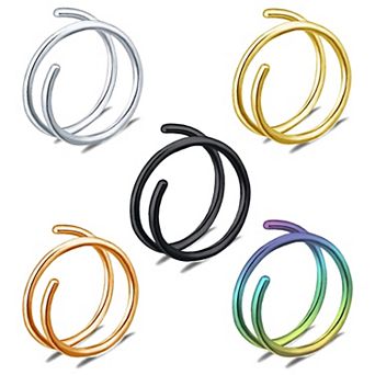 Stainless Steel Spiral Nose Hoops