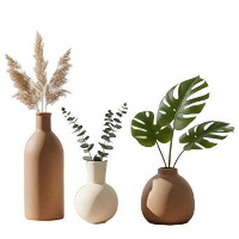 Ceramic Vase Set of 3 for Pampas & Dried Flowers, Durable
