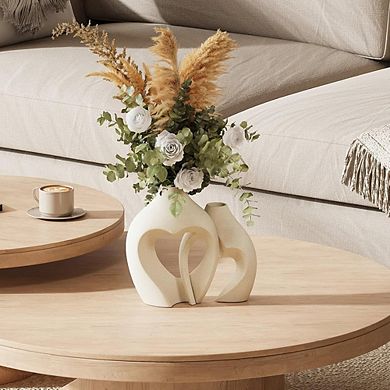 Ceramic Heart-Shaped Vase Set of 2, Minimalist Nordic Decor