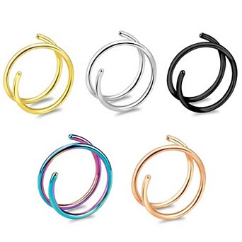 Nose Ring Hoops for Single Piercing Set