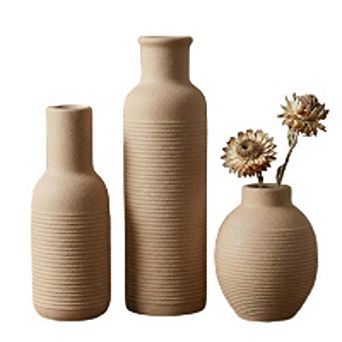Ceramic Vase Set of 3 Decorative Vases for Flowers, Rustic Farmhouse