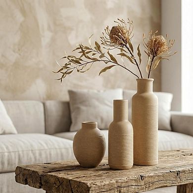 Ceramic Vase Set of 3 Decorative Vases for Flowers, Rustic Farmhouse