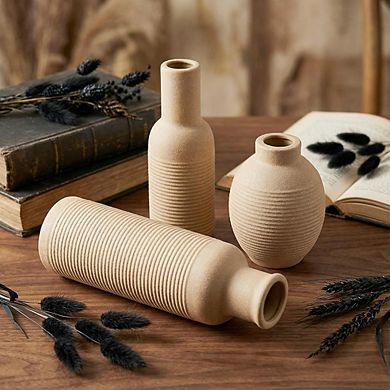Ceramic Vase Set of 3 Decorative Vases for Flowers, Rustic Farmhouse