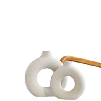Ceramic Vase Set of 2 Decorative Round Vases, Modern Boho Style