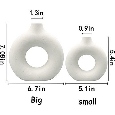 Ceramic Vase Set of 2 Decorative Round Vases, Modern Boho Style