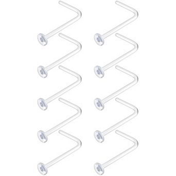 L Shape Clear Nose Stud Set