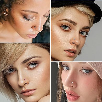 CZ & Opal L-Shape Nose Studs for Women