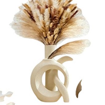 Ceramic Vase Set of 2 Decorative Vases for Pampas Grass, Modern