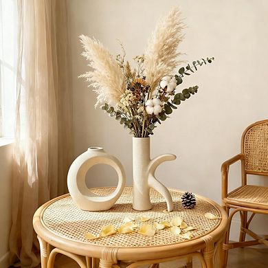 Ceramic Vase Set of 2 Decorative Vases for Pampas Grass, Modern