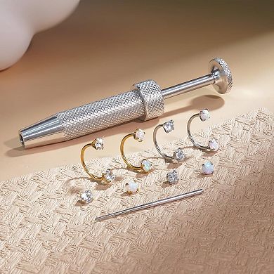 CZ Nose Stud and Hoop Set