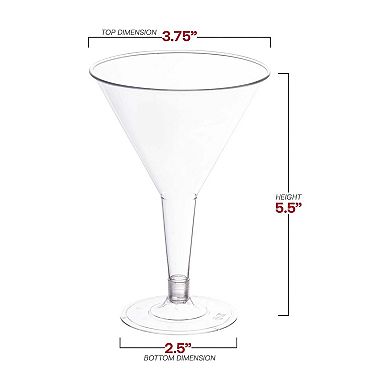 6 oz. Clear Plastic Martini Glasses - 192 pcs