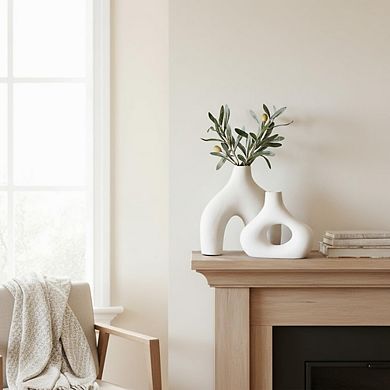 Ceramic Donut Vase Set of 2, Minimalist Nordic Decorative Vases