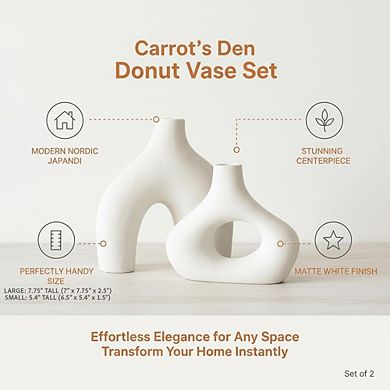 Ceramic Donut Vase Set of 2, Minimalist Nordic Decorative Vases