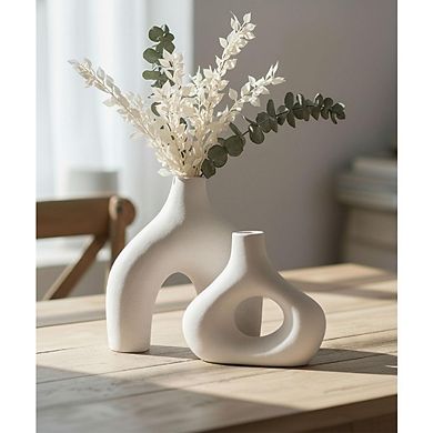 Ceramic Donut Vase Set of 2, Minimalist Nordic Decorative Vases