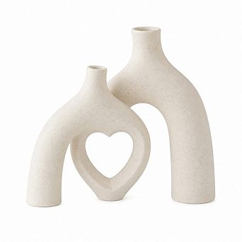 Ceramic Heart-Shaped Decorative Vase, Modern Minimalist Boho Decor