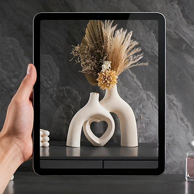 Ceramic Heart-Shaped Decorative Vase, Modern Minimalist Boho Decor