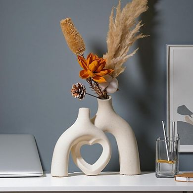 Ceramic Heart-Shaped Decorative Vase, Modern Minimalist Boho Decor