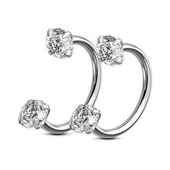 Double Crystal Nose Hoop Set