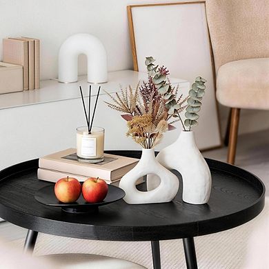 Ceramic Vase Set of 2, Decorative Modern Farmhouse Home Decor, White