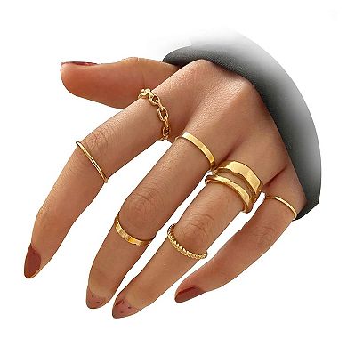 Boho Stackable Midi Rings Set