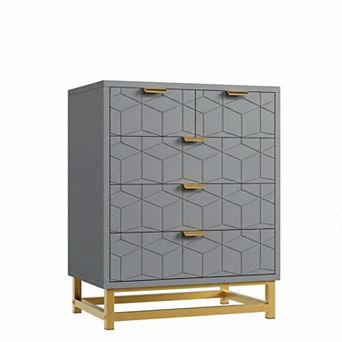5 Drawer Dresser Cabinet for Entryway, Bedroom, Hallway Sturdy Metal Legs, Spacious Drawers