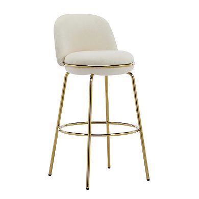 Set of 2 Modern Indoor Barstools Gold Metal Frame with Upholstered Seat, Mid-Century Style
