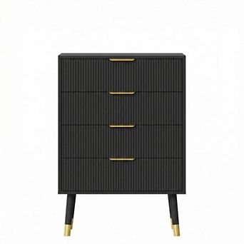 3 Drawer Dresser for Bedroom, Modern Chest of Drawers, Small Fluted Dresser for Bedroom