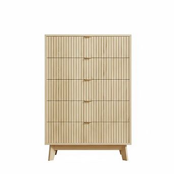 5 Drawer Dresser, 32 Inch Tall Mid Century Modern Dresser Drawers,for Bedroom Living Room, Hallway