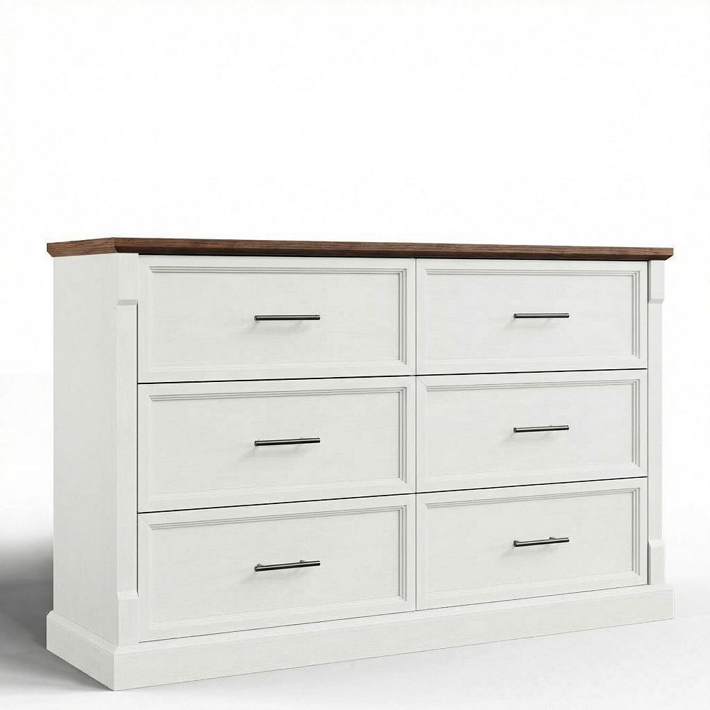 Farmhouse Style 6 Drawer Dresser - Wide Rustic Wooden Chest for Bedroom ...