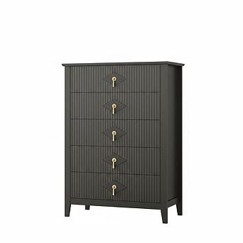 Modern 5-Drawer Dresser 42.9" Tall Wood Chest with Metal Handles for Bedroom, Living Room
