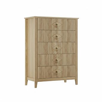 Modern 5-Drawer Dresser 42.9" Tall Wood Chest with Metal Handles for Bedroom, Living Room