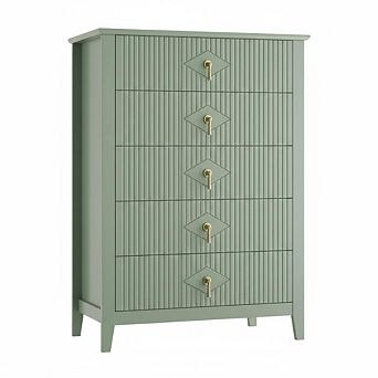 Modern 5-Drawer Dresser 42.9" Tall Wood Chest with Metal Handles for Bedroom, Living Room