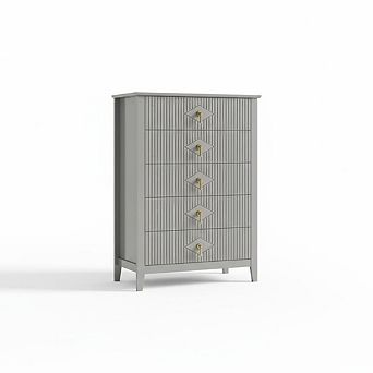 Modern 5-Drawer Dresser 42.9" Tall Wood Chest with Metal Handles for Bedroom, Living Room