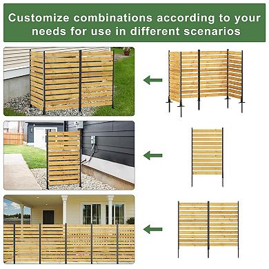 Wood Privacy Screen, Outdoor Privacy Wall for Pool Enclosure Trash Can Air Conditioner